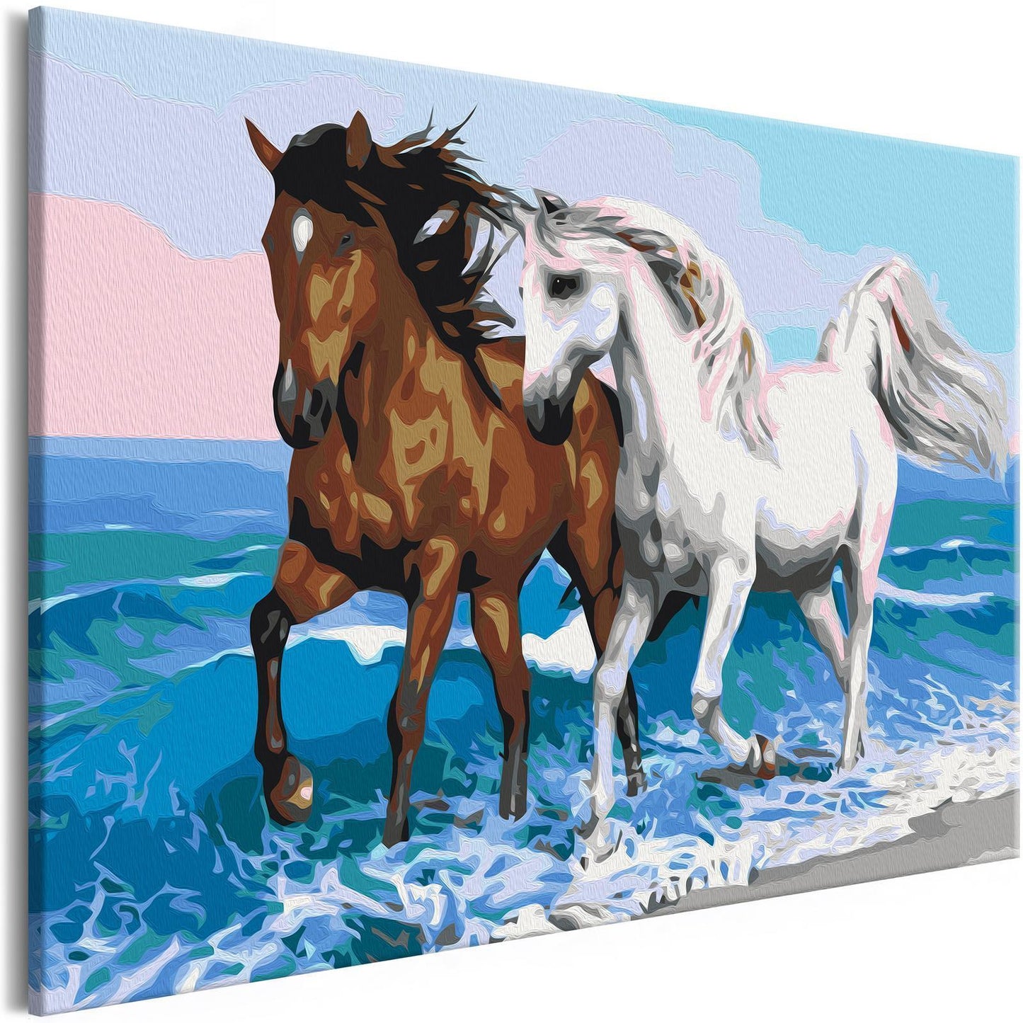 DIY-Leinwandgemälde – Pferde am Meer 