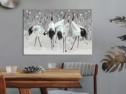 DIY-Gemälde auf Leinwand - Storchenfamilie 
