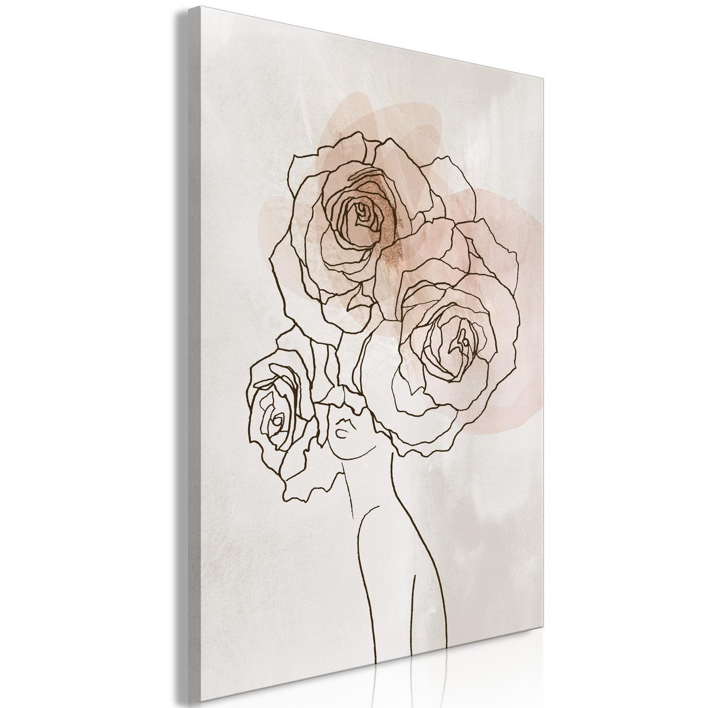 Schilderij - Anna and Roses (1 Part) Vertical