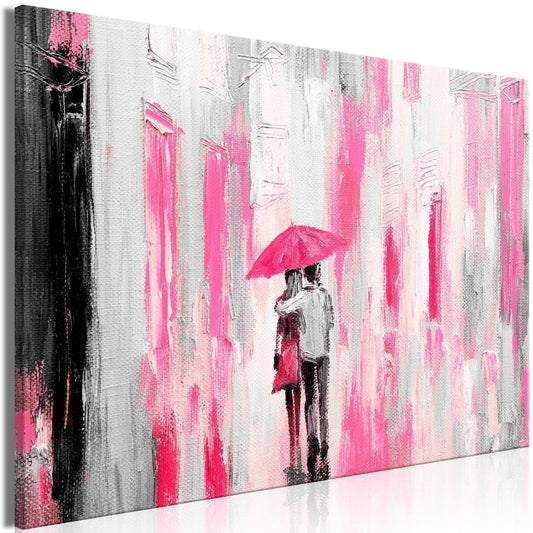 Schilderij - Umbrella in Love (1 Part) Wide Pink