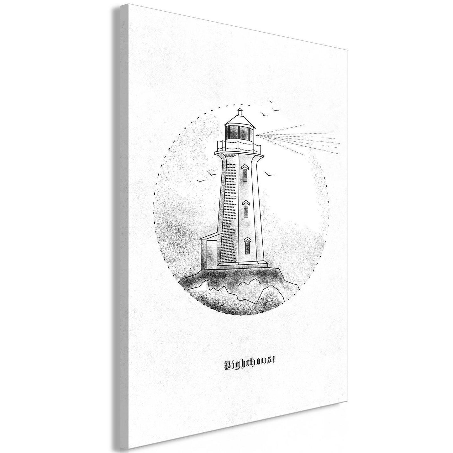 Painting - Black and White Lighthouse (1 Part) Vertical