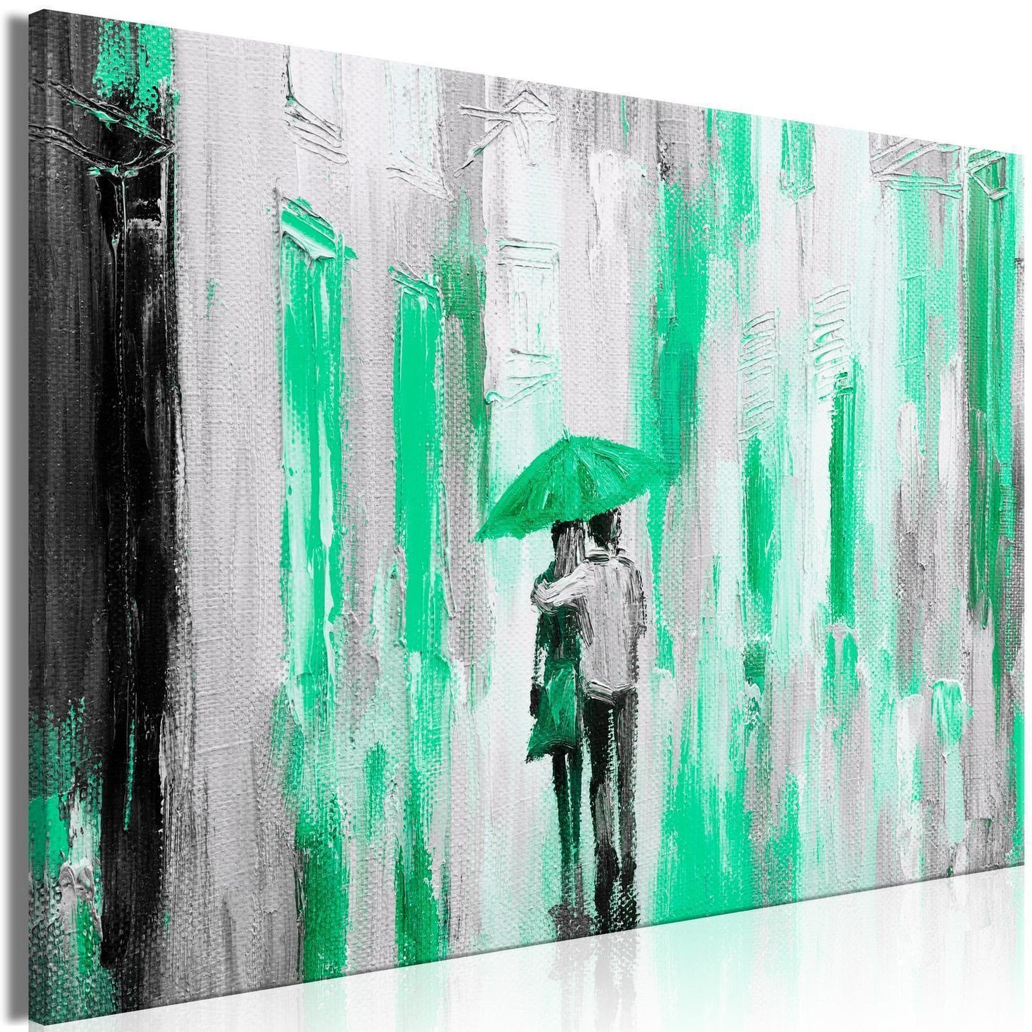 Gemälde - Verliebter Regenschirm (1 Teil) Wide Green