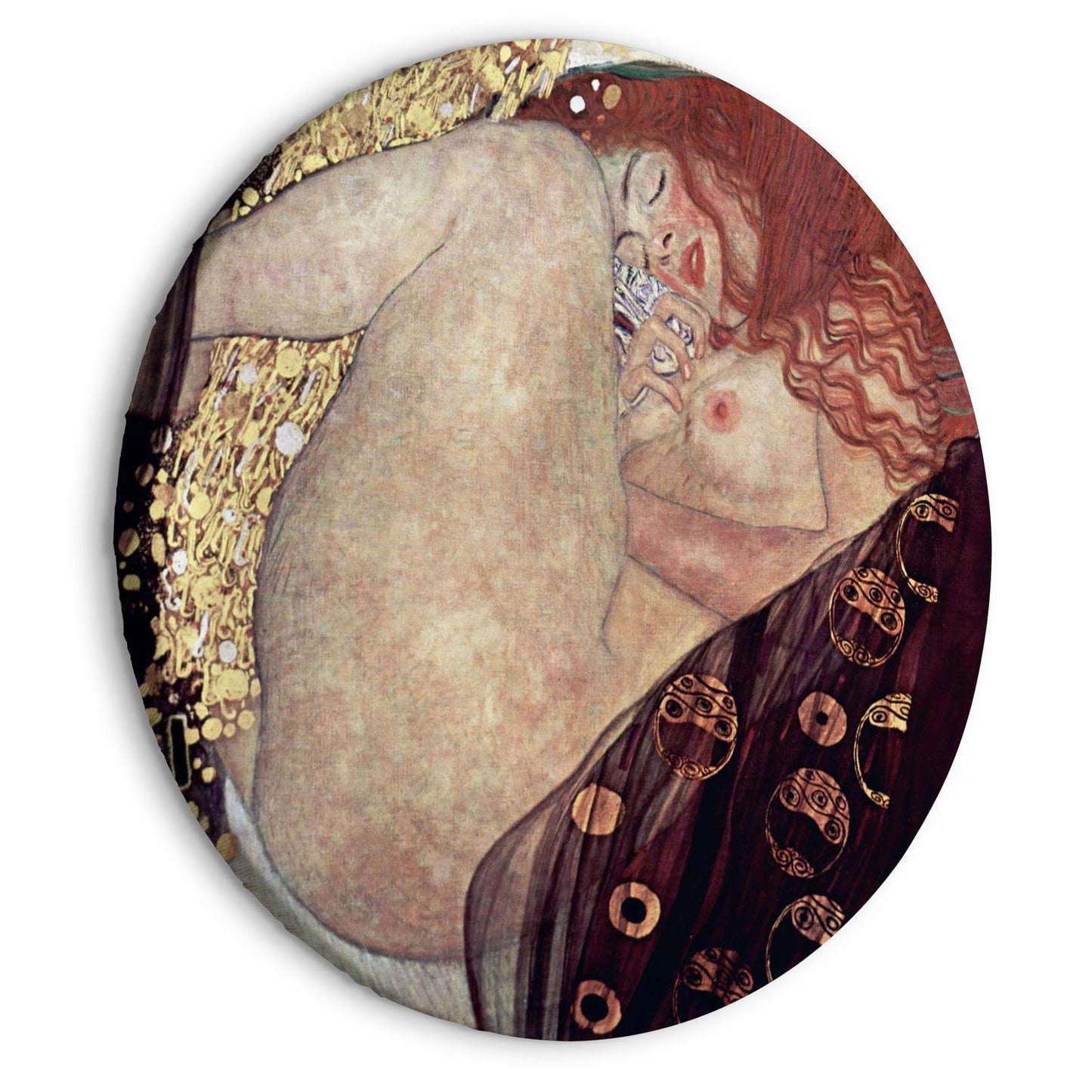 Rond schilderij - Gustav Klimt - Danae - Painted Nude Showing a Lying Woman
