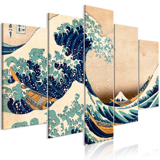 Painting - The Great Wave off Kanagawa (5 Parts) Wide