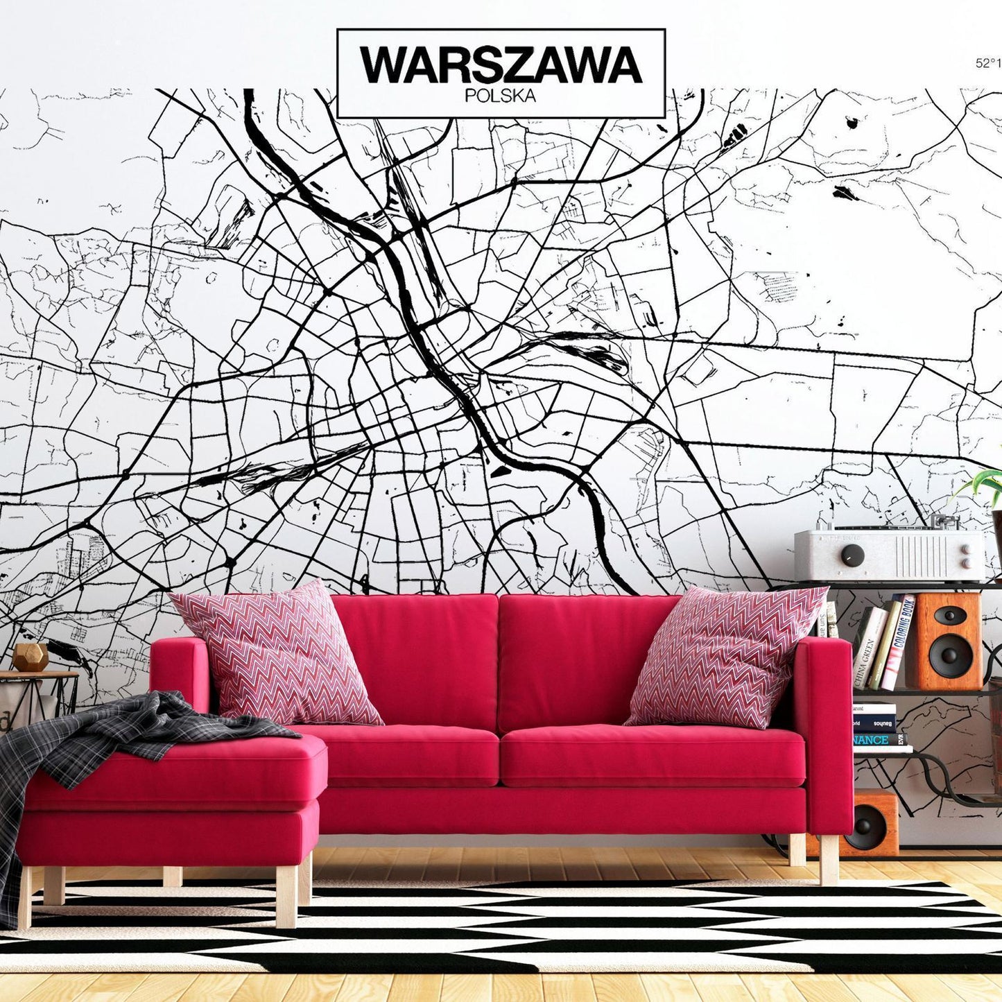 Fototapete - Karte von Warschau
