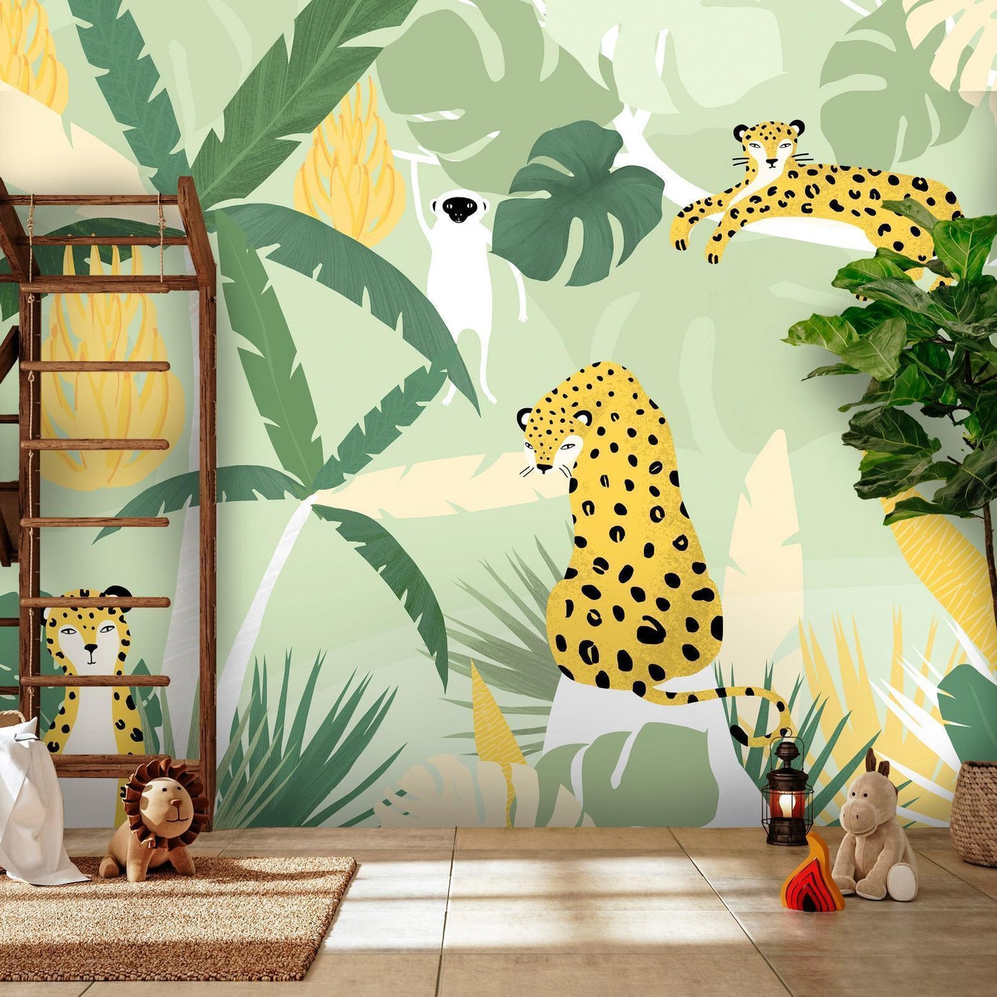 Fotobehang - Cheetahs in the jungle - landscape with animals in the tropics for children