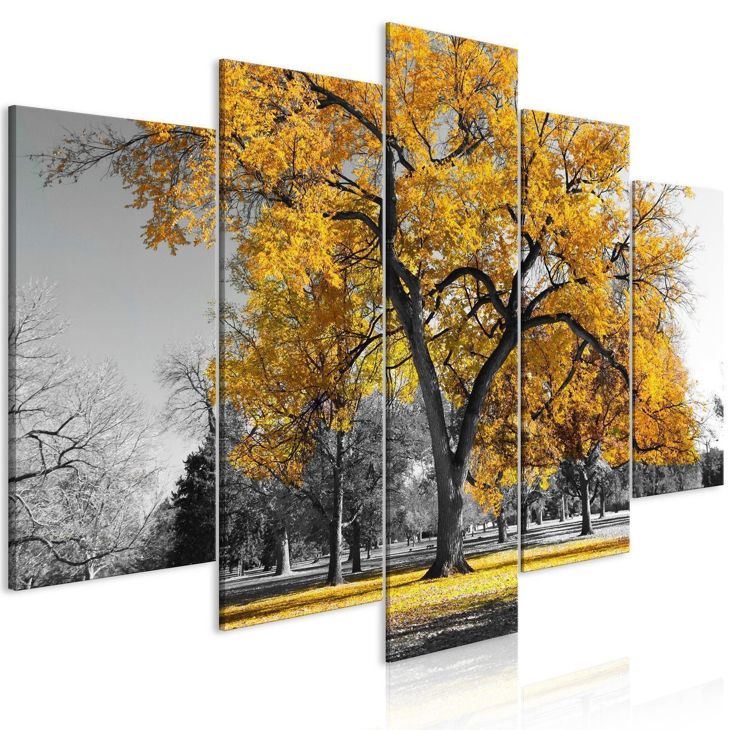 Painting - Autumn in the Park (5 Parts) Wide Gold