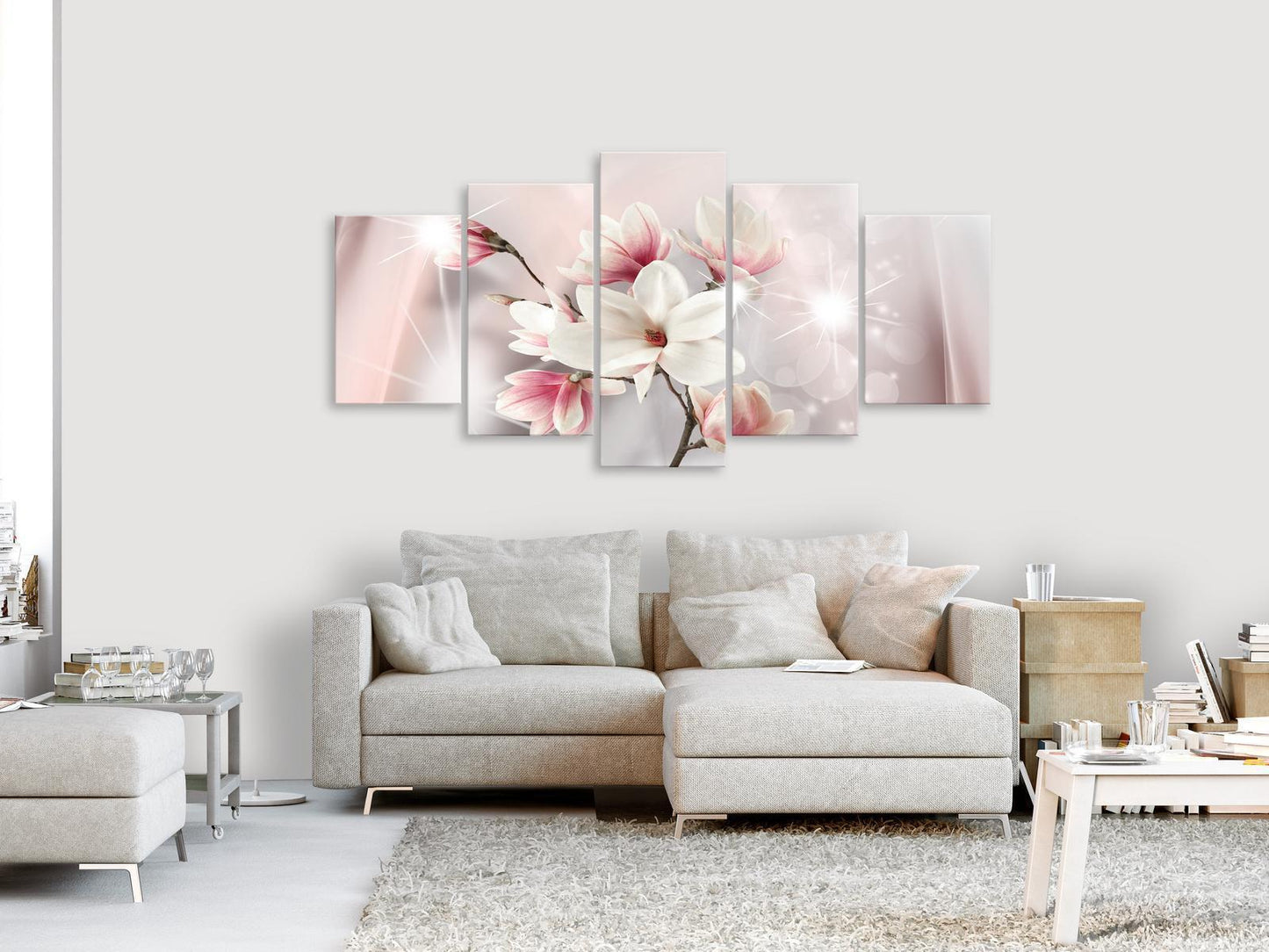 Painting - Dazzling Magnolias (5 Parts) Wide