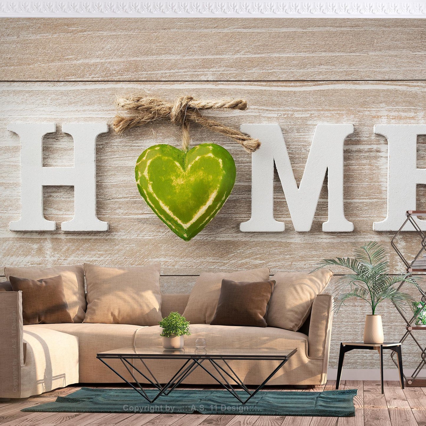 Selbstklebende Fototapete - Home Heart (Grün)