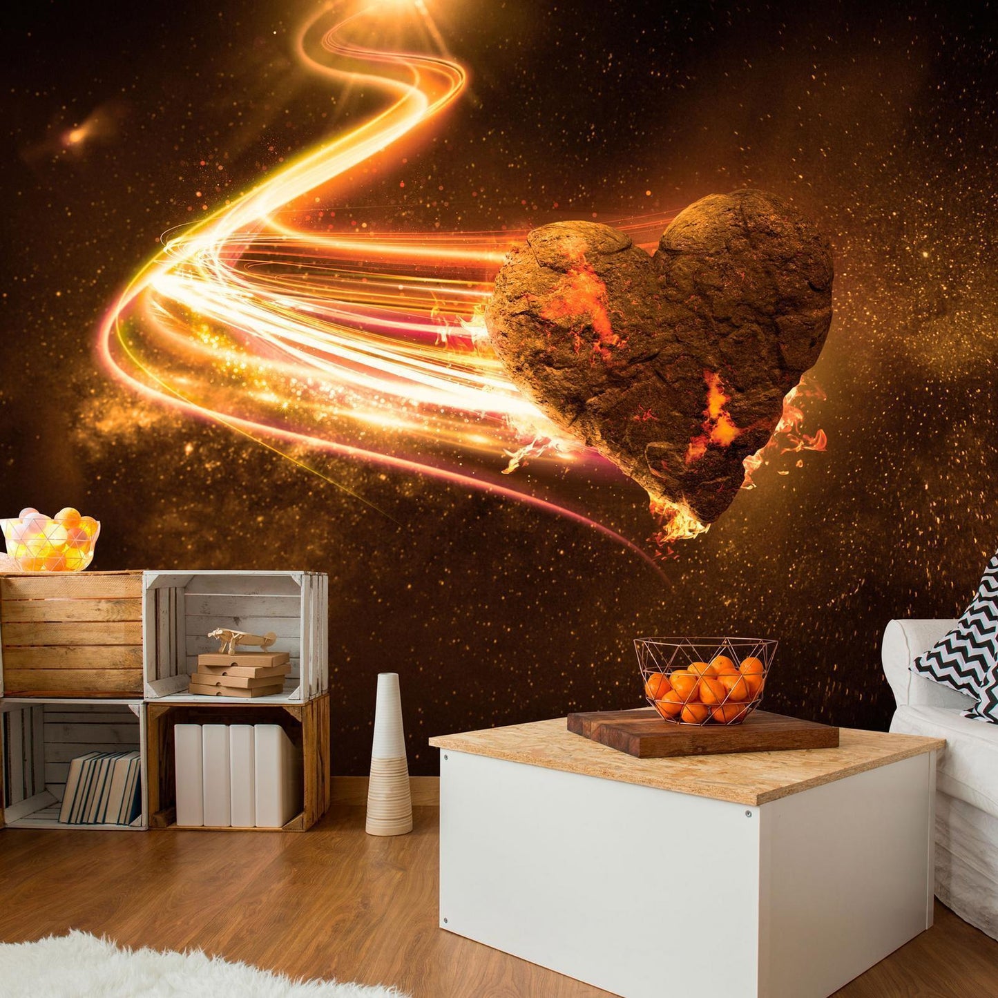 Self-adhesive photo wallpaper - Love Meteorite (Orange)