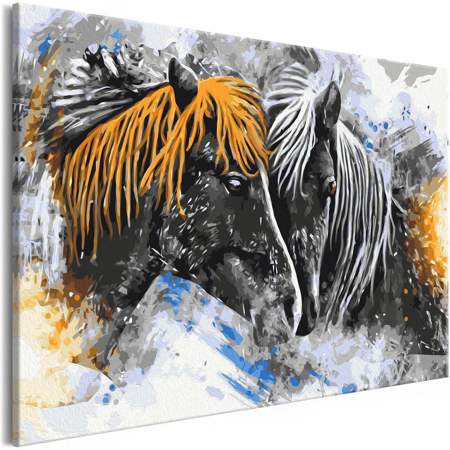 DIY Canvas Painting - Black and Yellow Horses 