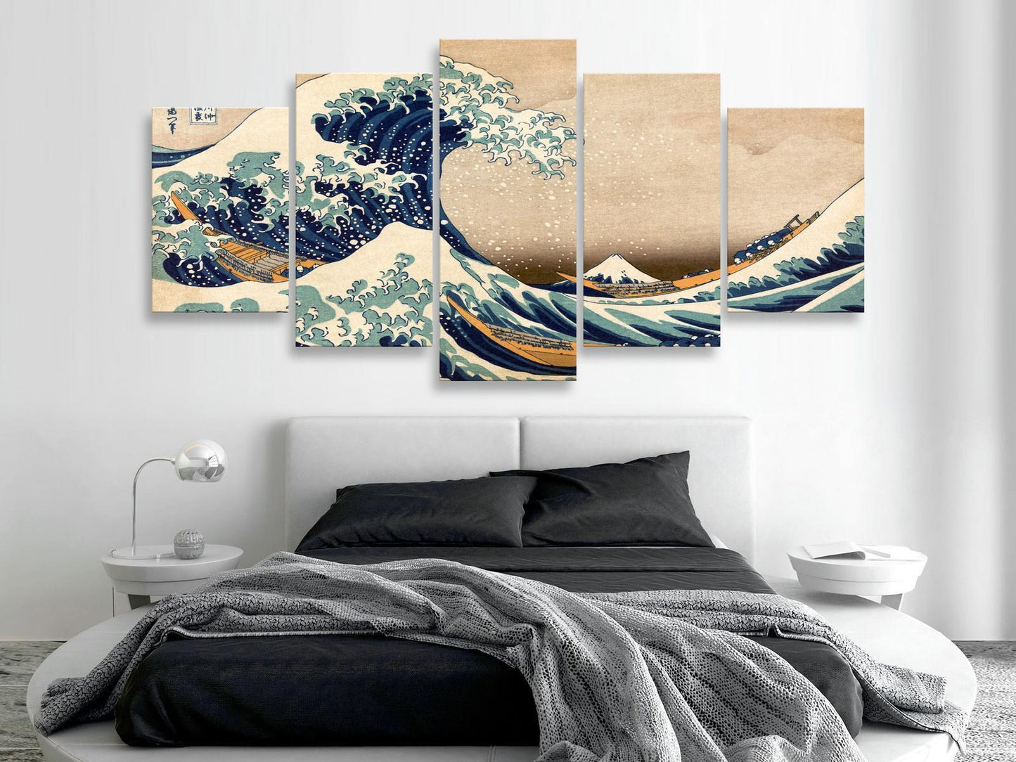 Painting - The Great Wave off Kanagawa (5 Parts) Wide