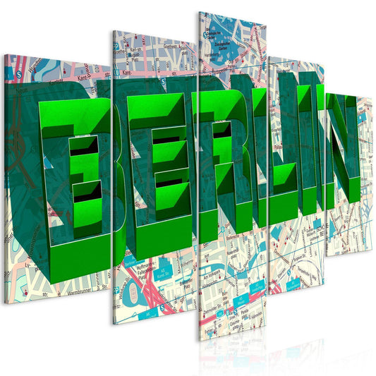Schilderij - Green Berlin (5 Parts) Wide