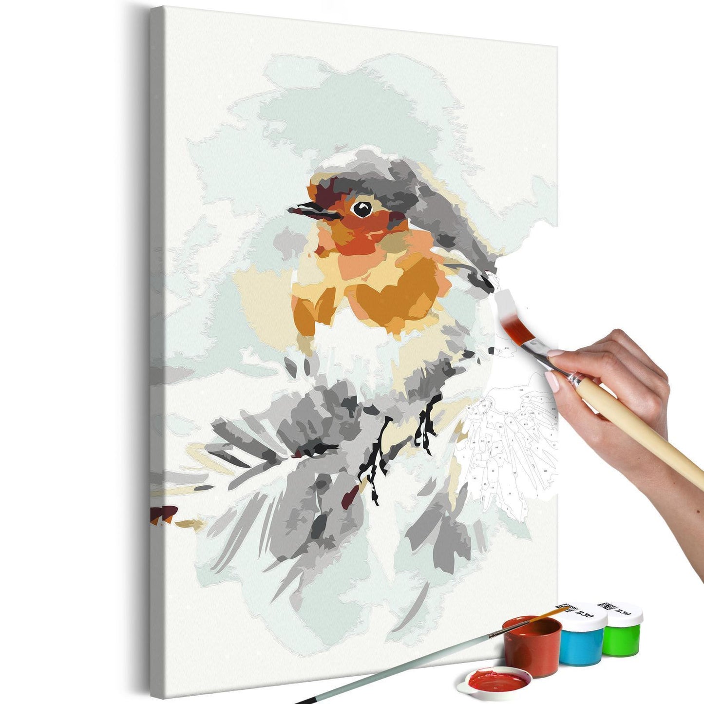 DIY canvas painting - Bird on the Christmas Tree 
