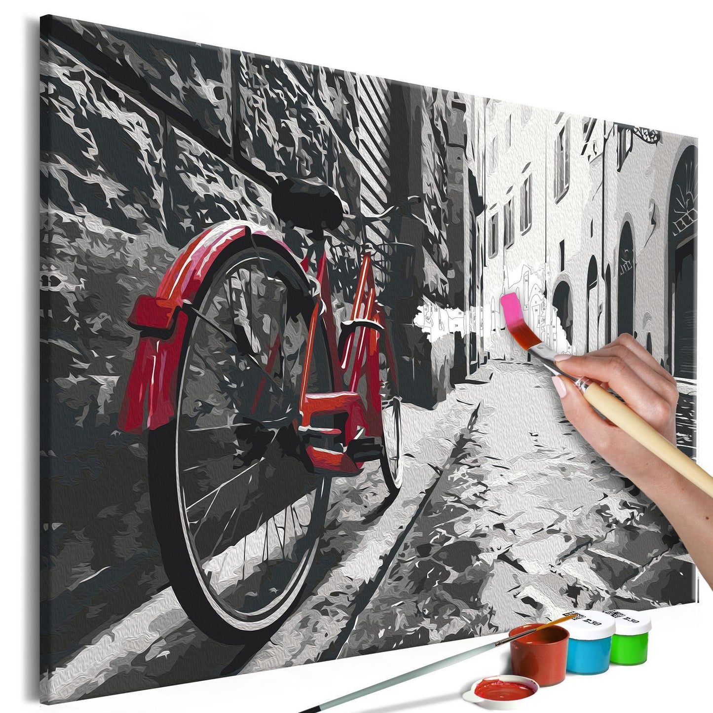 DIY painting on canvas - Red Bike 