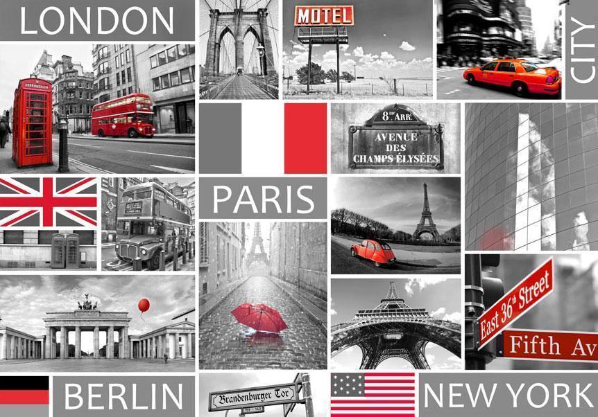 Fototapete - London, Paris, Berlin, New York