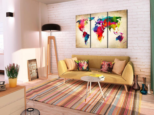 Schilderij - Rainbow Continents