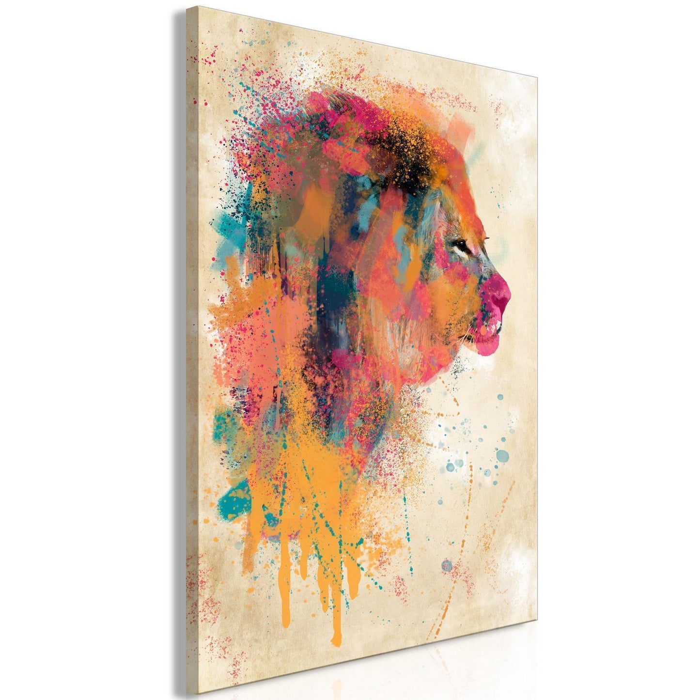 Schilderij - Watercolor Lion (1 Part) Vertical