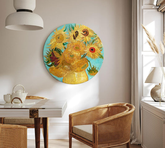 Rond schilderij - Vase with Twelve Sunflowers (Vincent van Gogh)