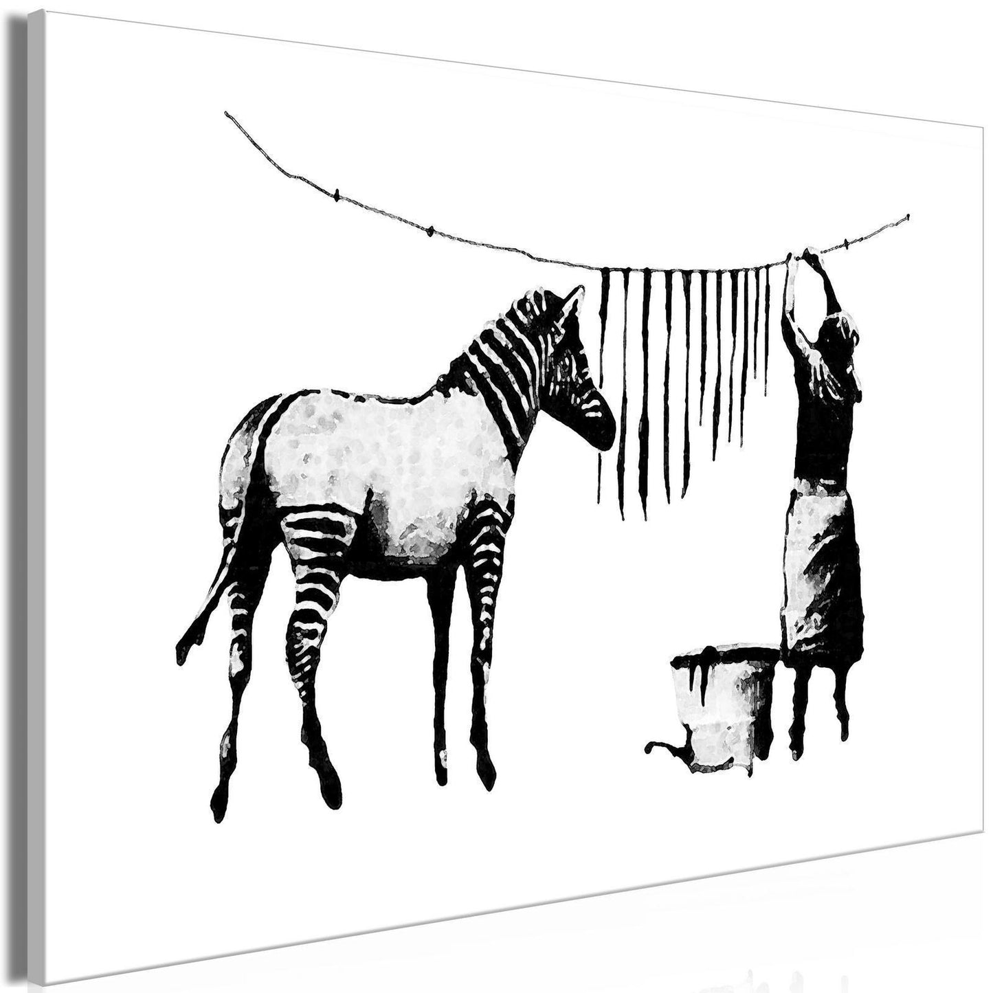 Schilderij - Banksy: Washing Zebra (1 Part) Wide