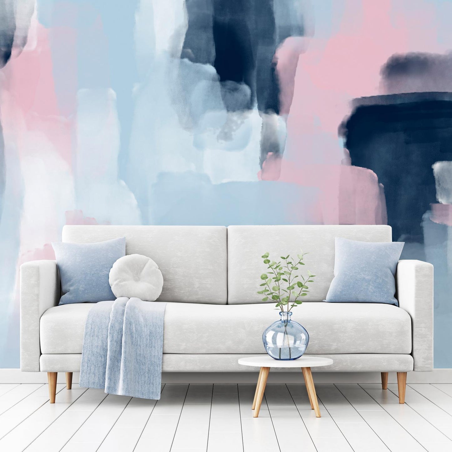 Fotobehang - Harmonious colours - abstract with blue and pink shapes