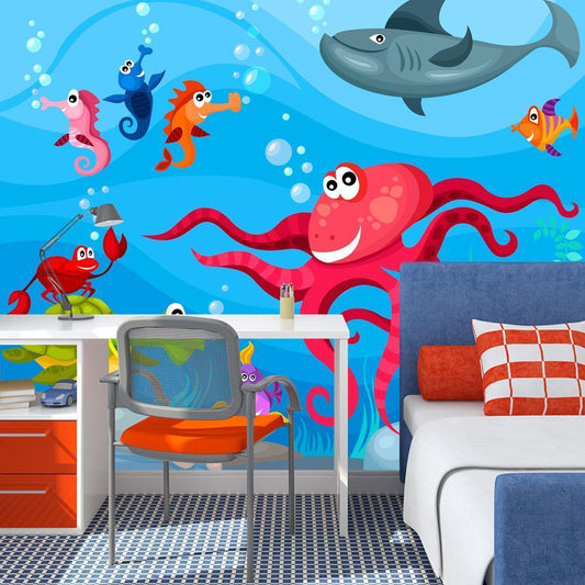 Wall Mural - Octopus and shark