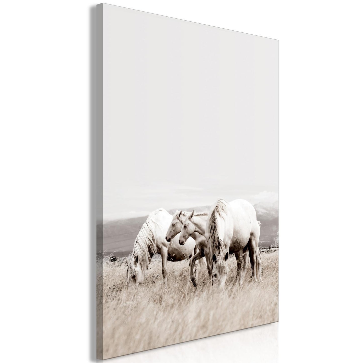 Schilderij - White Horses (1 Part) Vertical
