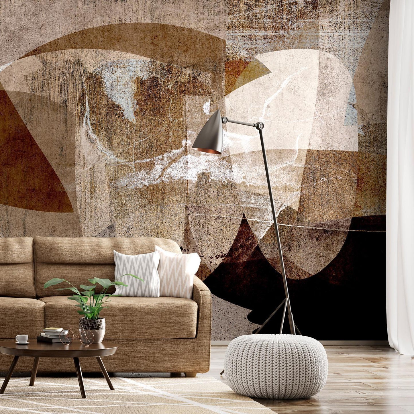 Fotobehang - Geometric abstraction with shapes - composition in brown colours