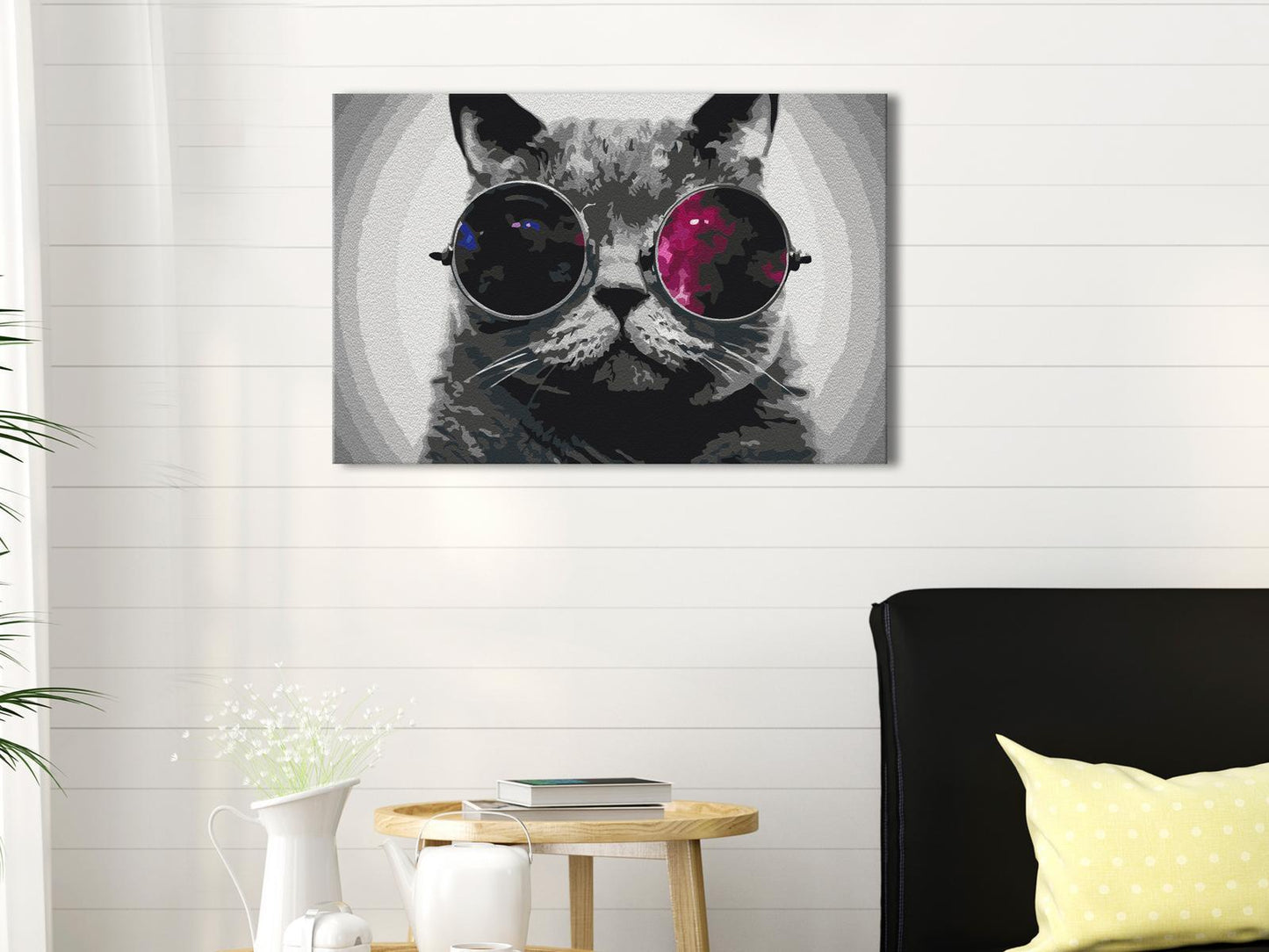 DIY-Leinwandgemälde – Katze mit Brille 