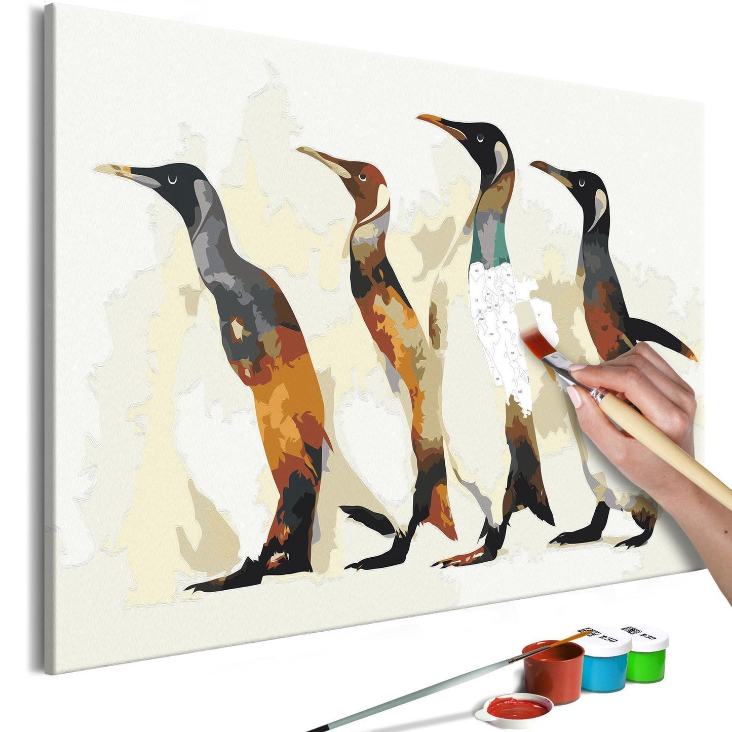 DIY-Leinwandgemälde – Pinguinfamilie 