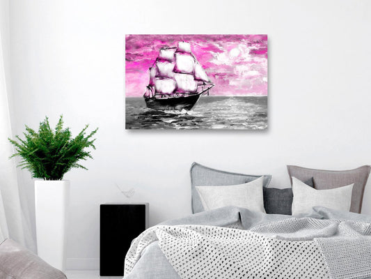 Schilderij - Spring Cruise (1 Part) Wide Pink
