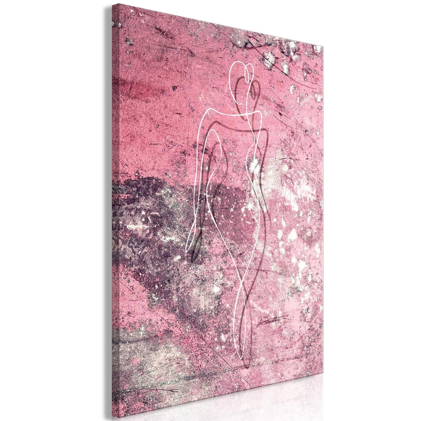 Schilderij - Figure on Pink Background (1-part) - Female Silhouette in Marble
