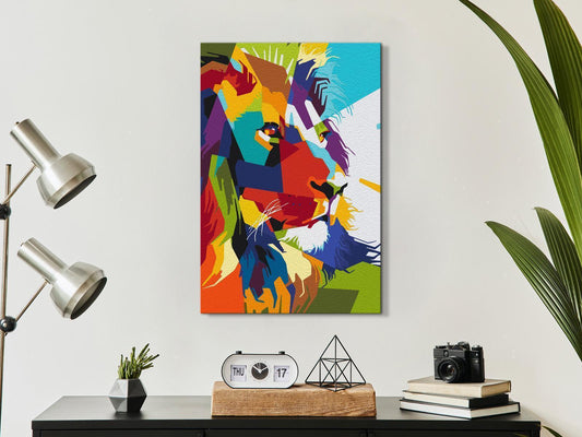 DIY-Gemälde auf Leinwand – Geometrischer Löwe 