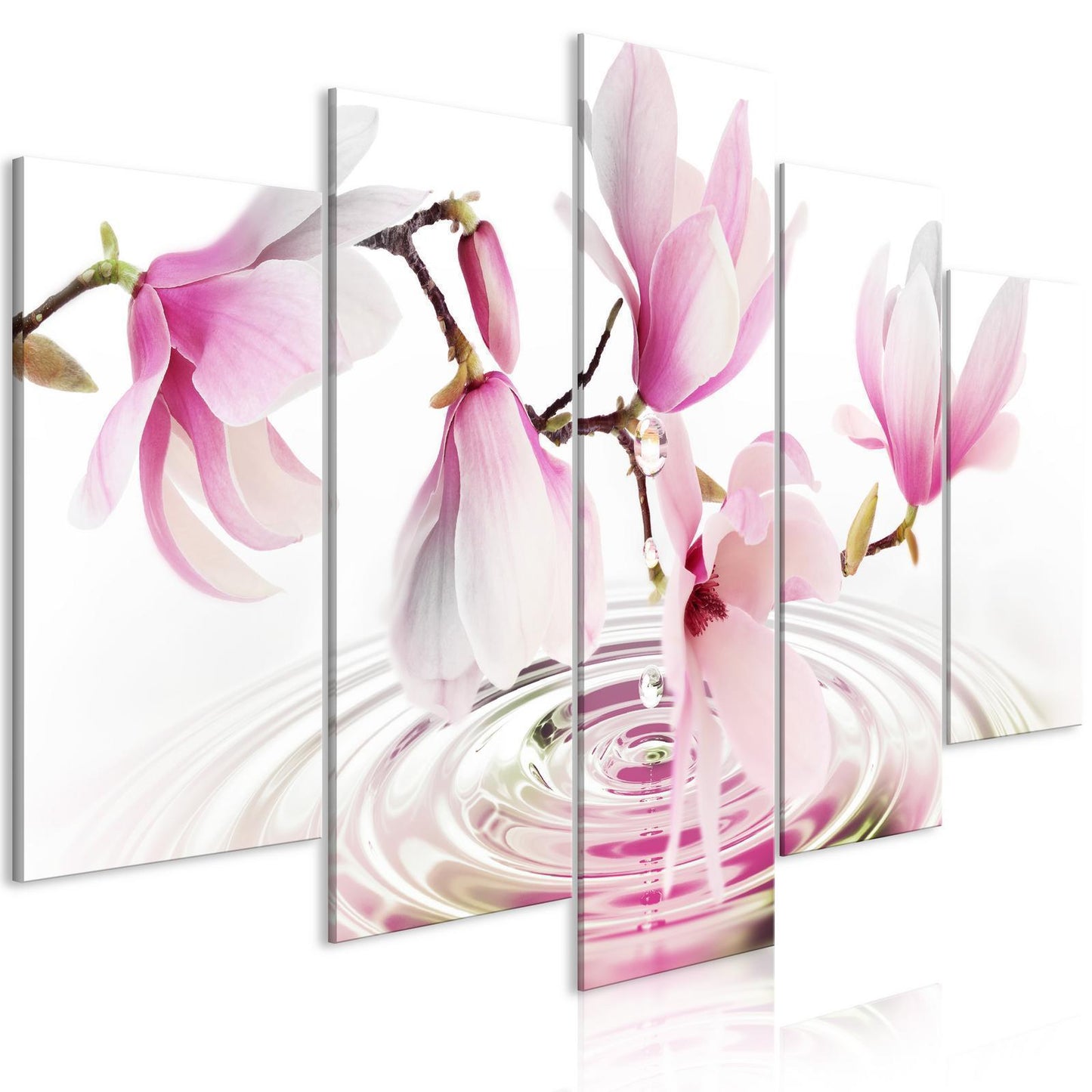 Painting - Magnolias over Water (5 Parts) Wide Pink