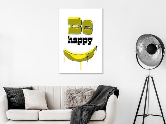 Schilderij - Happy Banana (1 Part) Vertical