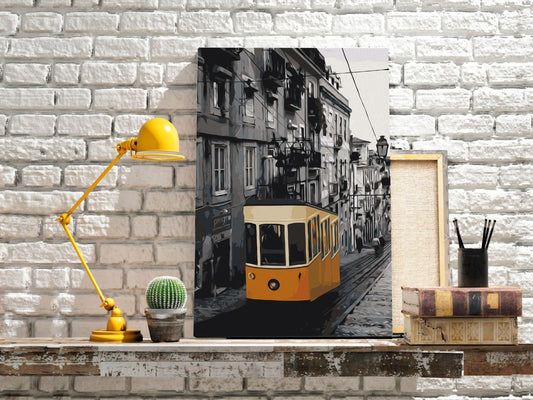 DIY painting on canvas - Tram in Lisbon 