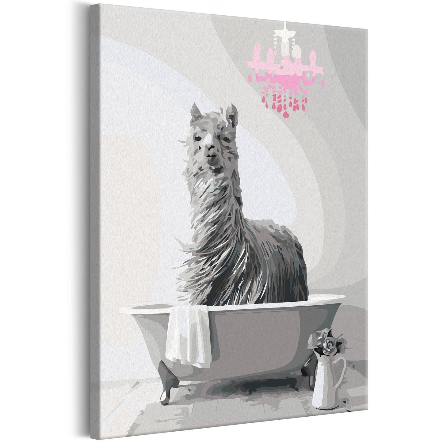 DIY-Leinwandgemälde – Lama in der Badewanne 
