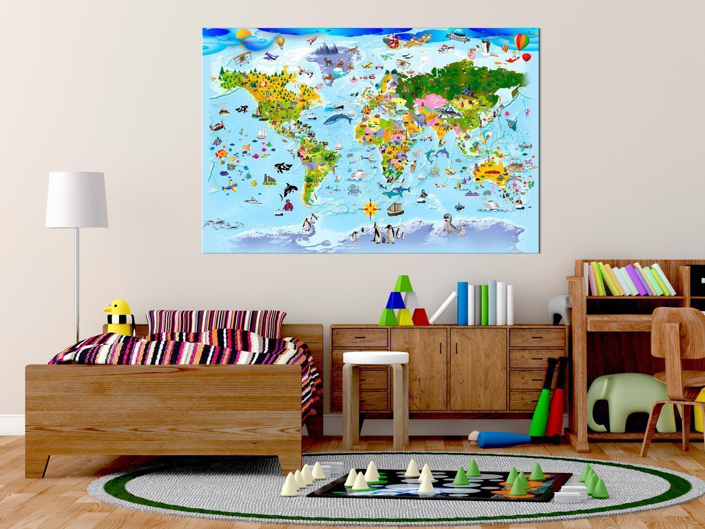 Schilderij - Children's Map: Colourful Travels