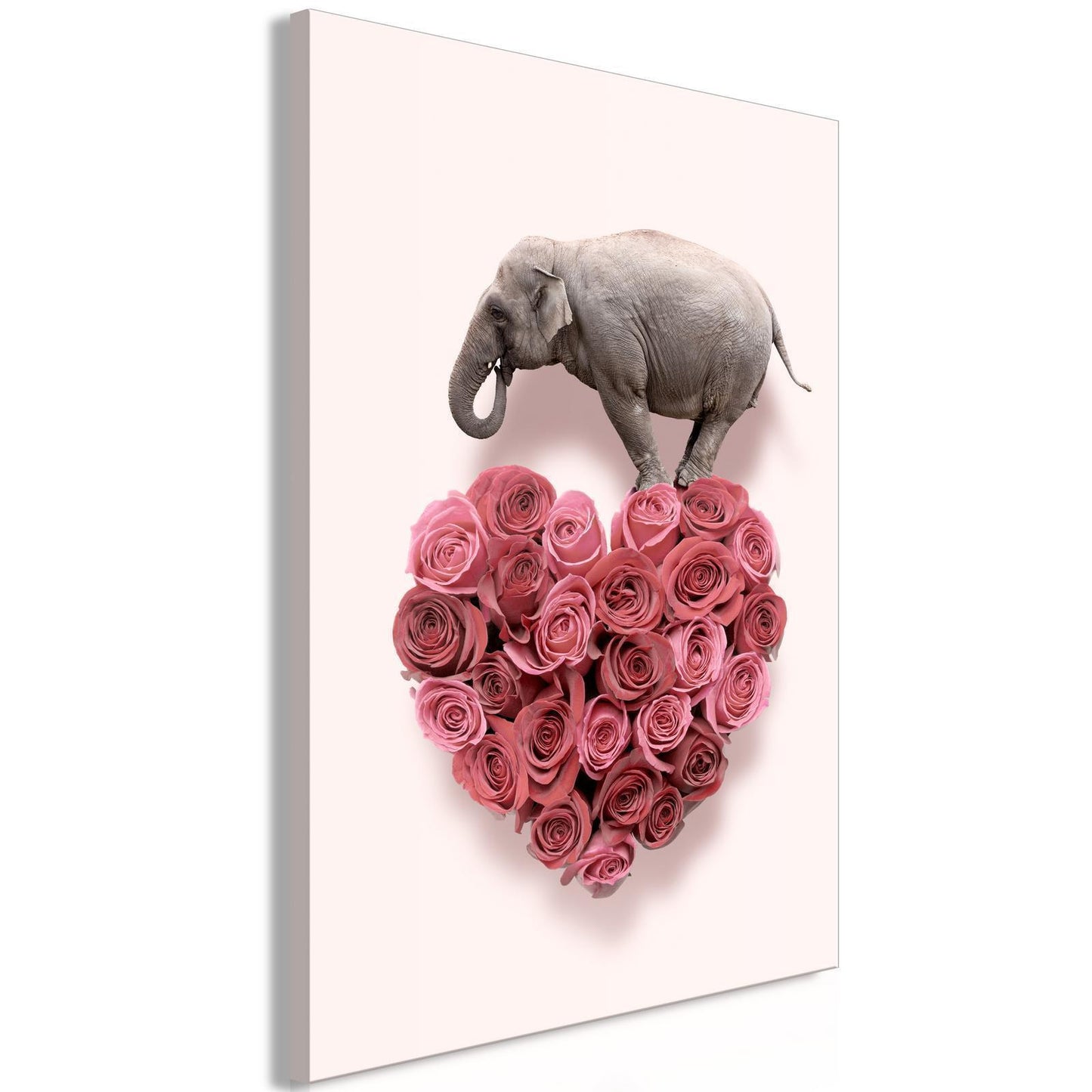 Schilderij - Elephant Lover (1-part) - Elephant Amid Pink Flowers