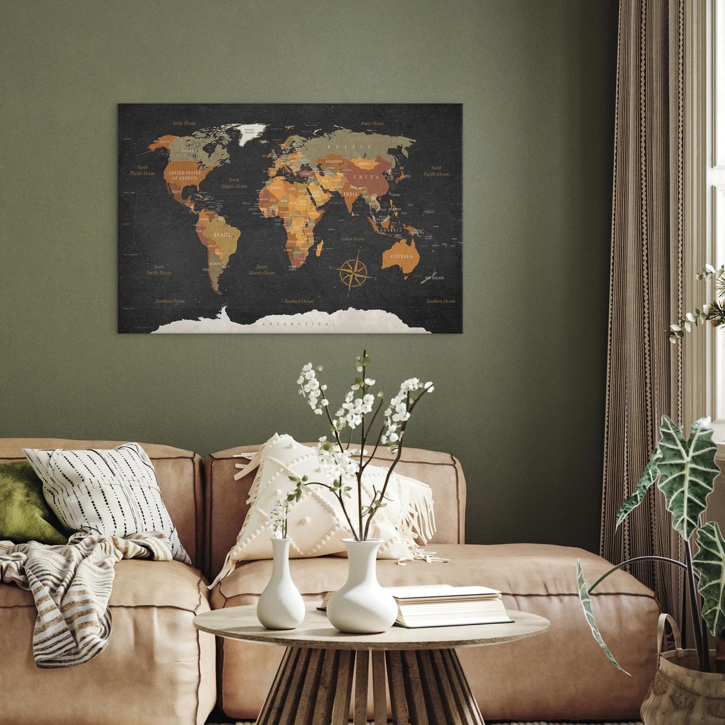 Schilderij - World Map: Secrets of the Earth