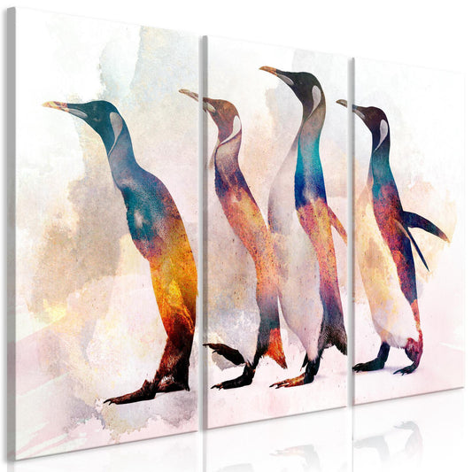 Gemälde - Wandernder Pinguin (3 Teile)