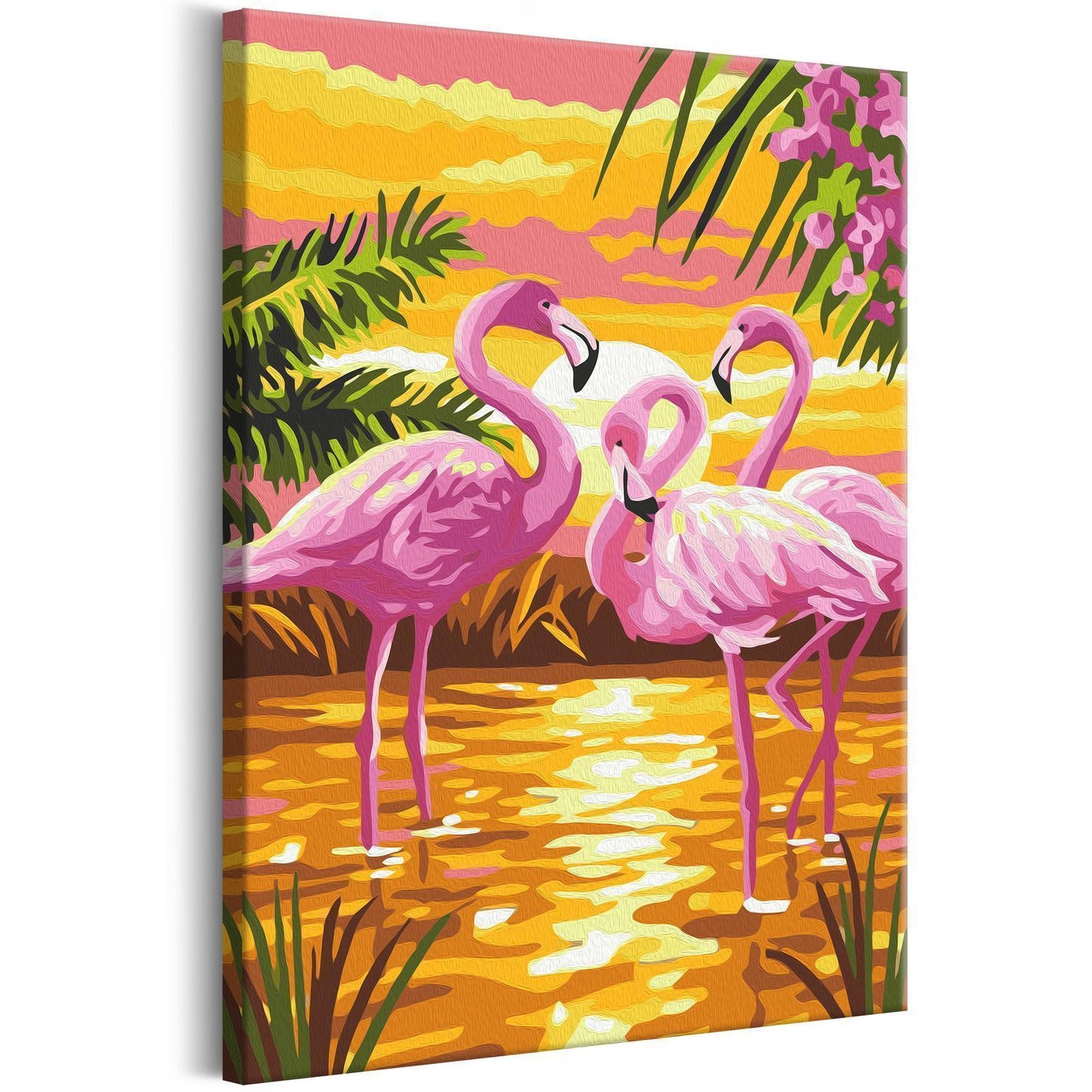 DIY painting on canvas - Flamingo Family 