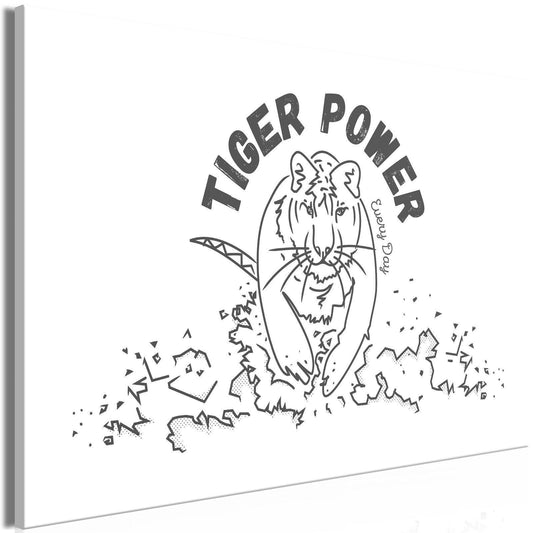Schilderij - Tiger Power (1 Part) Wide