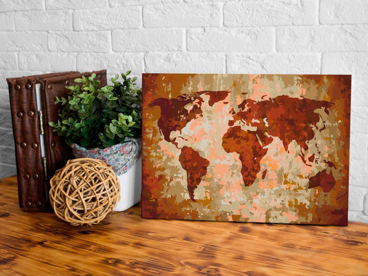 DIY Canvas Painting - World Map (Earth Colors) 