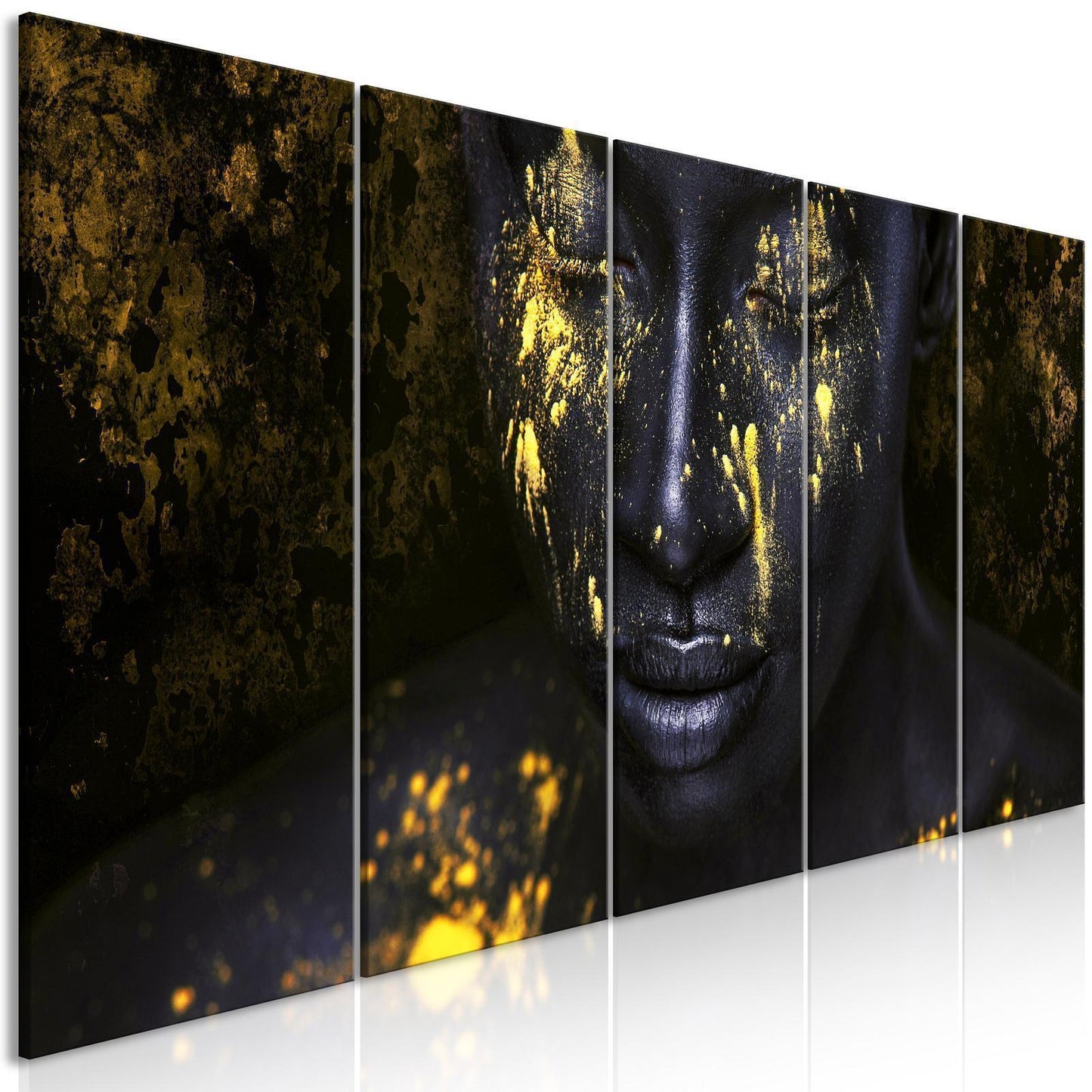 Painting - Bathed in Gold (5 Parts) Narrow