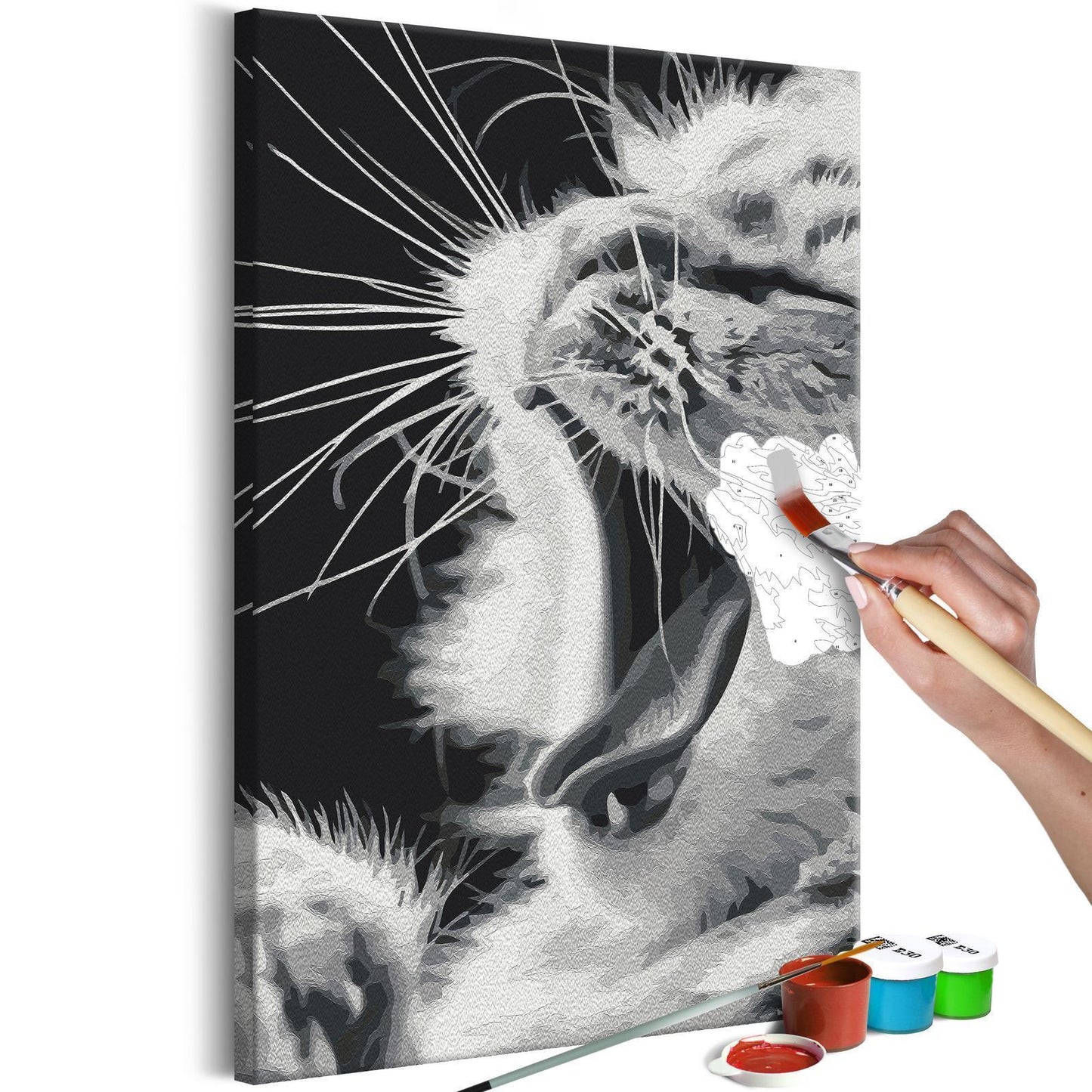 DIY-Leinwandgemälde – Gähnendes Kätzchen 