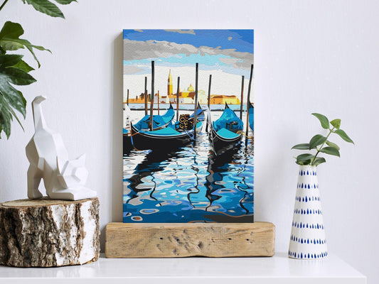 DIY painting on canvas - Venetian Boats 