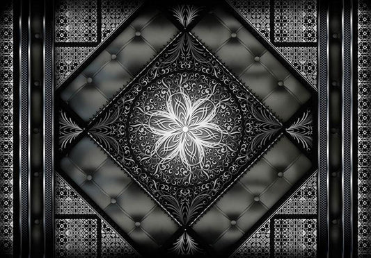 Fotobehang - Symmetrical composition - black pattern in oriental pattern with quilting