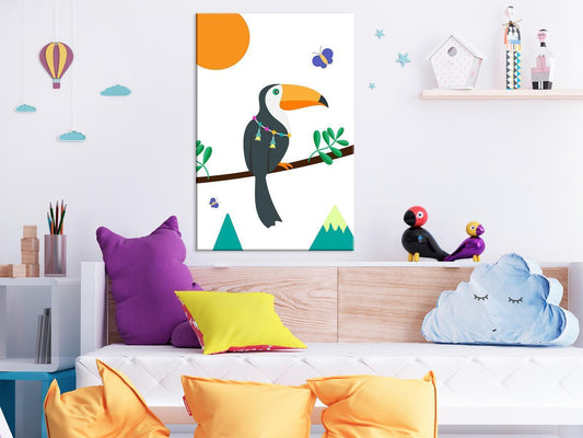 Painting - Toucan And Butterflies (1 Part) Vertical