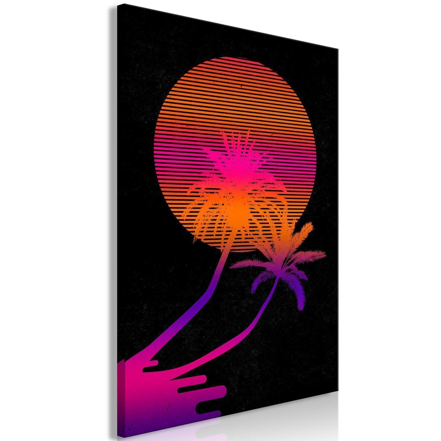 Schilderij - Palm at Sunrise (1 Part) Vertical